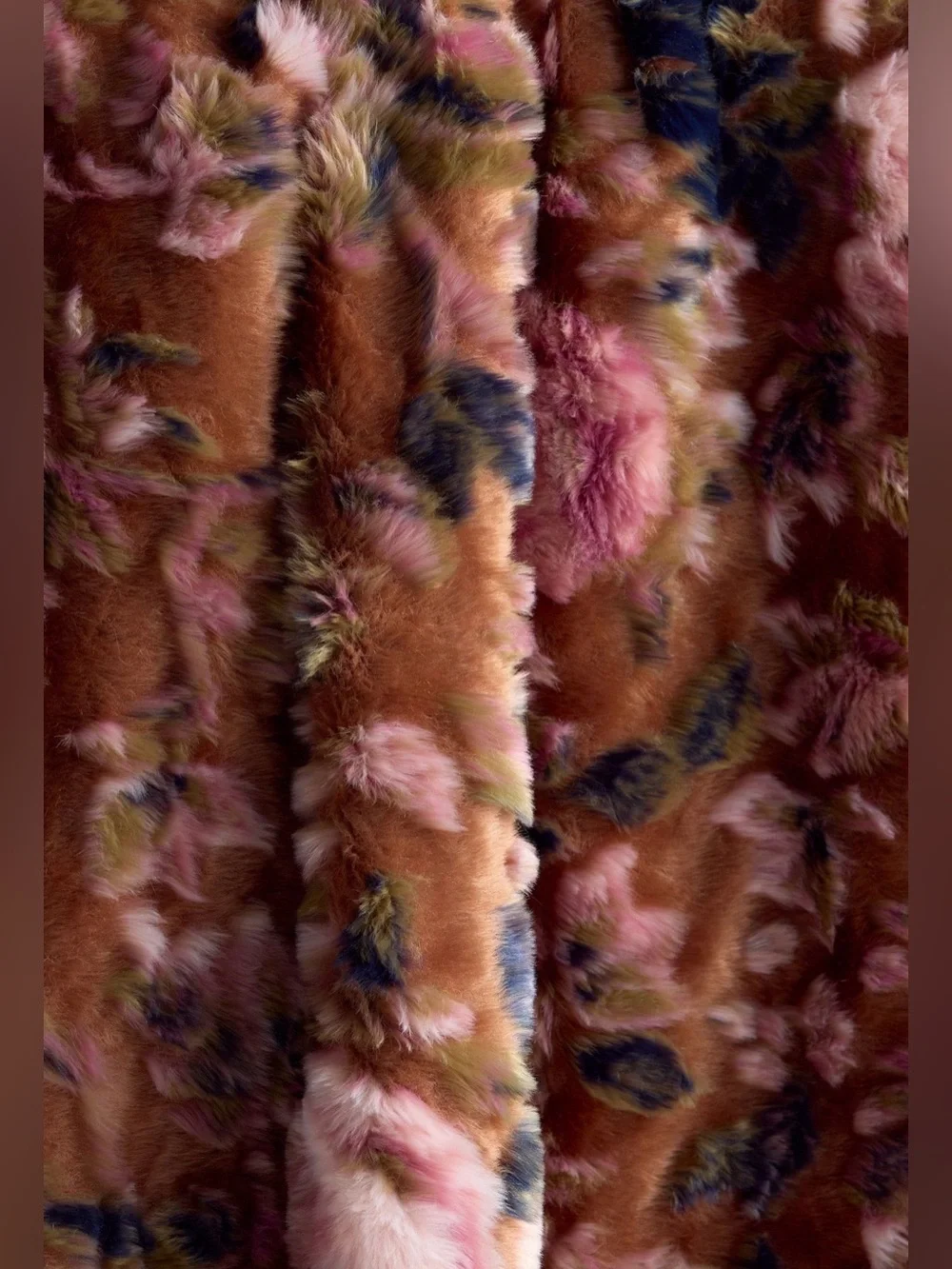 Anthropologie Seren Floral Jacquard Faux Fur Throw Blanket